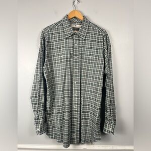 Onward Reserve Blue Tan Plaid long sleeve button down size large